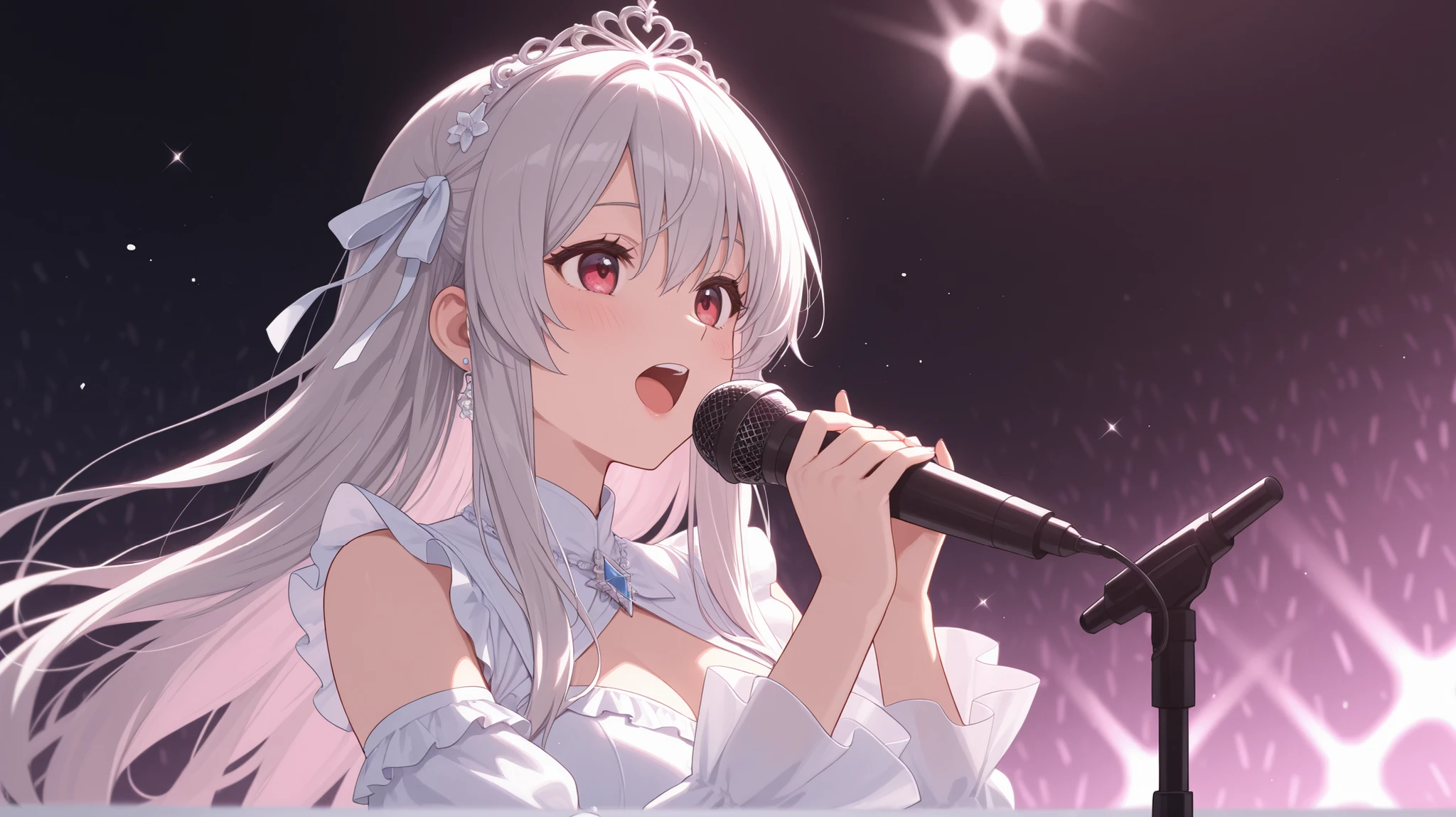 Girl singing into a microphone