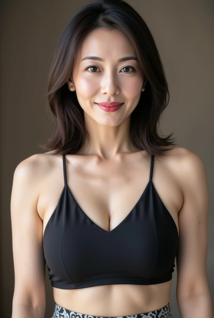 日本人 Mature Woman, (alone), 50 years old, (Wrinkles around the eyes:1.2), Large Breasts, Mature Woman, Chubby body type(((Stand upright, facing the center of the screen。))Glamour, Sexy, Chromo White Skin, View your viewers、Oversized breasts、Sleeveless knit tight fit knit dress、Muchimuchi、High heels、smile、Night in the City、??????????、Brow wrinkles