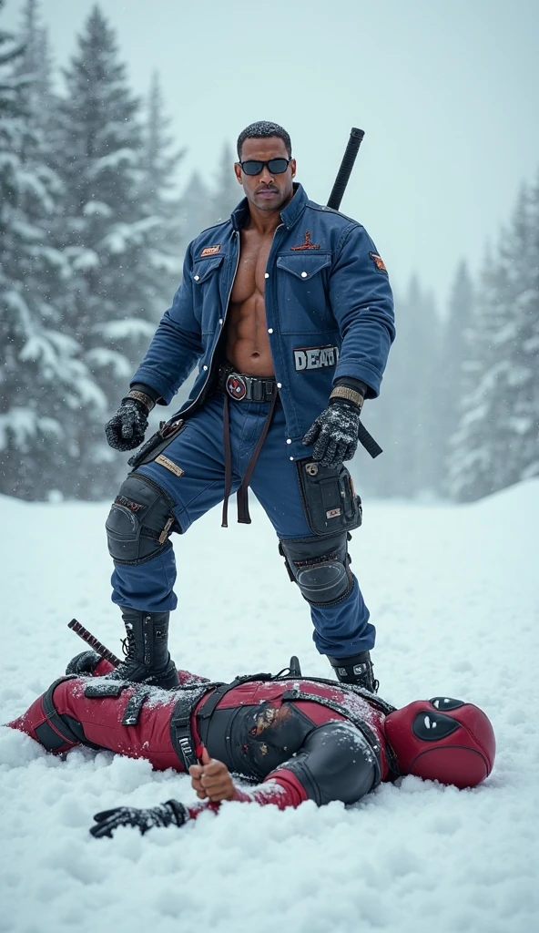 (masterpiece, 4K, ultra detailed), Jason Voorhees, single, masculine, light skin, jason's white hockey mask, bald, sexy, muscular, sunny, smooth lining, smooth shading, shirtless, cartoony, red swim trunks, lake