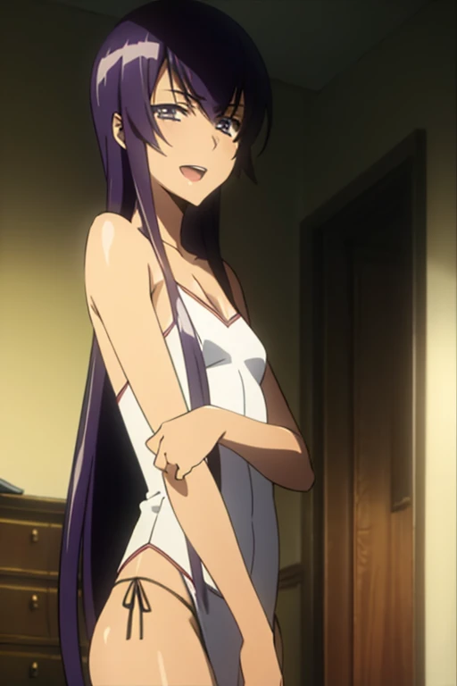 (score_9_up, score_8_up, score_7_up), (masterpiece, best quality, ultra detailed, intricate details, source アニメ, high resolution, smooth lines), hoshino ai, 1girl, 独奏, Purple Hair, Purple eyes, Long Hair, (star-shaped pupils:1.2), アニメ, peace fingers, medium breasts, completely nude, NSFW, アニメ screencap, (back view) thighs, (butt meat), small areolas, small butt