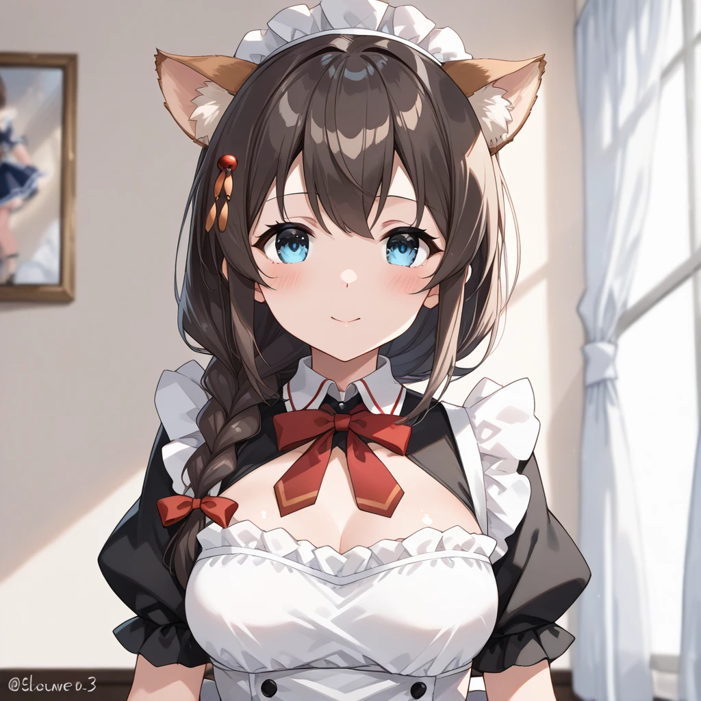 Score_9, Score_8_up, Score_7_up, Score_6_up, Score_5_up, Score_4_up, 1girl, tsushima leopard cat \(kemono friends\), 1girl, cat ears, animal ear fluff, yellow eyes, multicolored hair, brown hair, short hair, cat tail, maid uniform, anal sex, [[shit]], cute, horny, excited, heavy breathing, orgasm, sex, doggystyle, from front, straight on, shitty anal, shit stain, penis, hard sex, motion lines