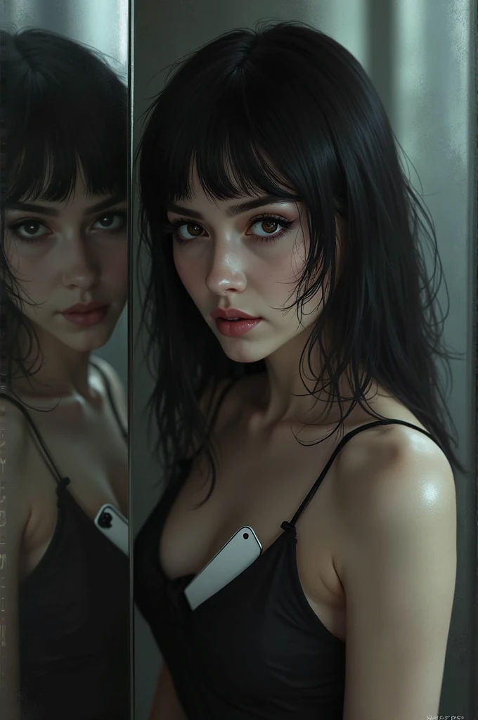 analog style, model shoot style, RAW close portrait of a 1girl, ((beautiful face: 1.7, bottom-shot top to bottom shot, ultra realism photography, perfect face:1.3)), (from above:1.2), best quality, epic (by lee jeffries photo, sony a7, 50 mm, pores:1.5, colors, hyperdetailed:1.5, film grain:1.4, transparent outfit which nipple are visible, hyperrealistic: 1.5), hyper-realistic lifelike texture, masterpiece, unreal engine 5, Extremely detailed CG unity 8k wallpaper, realistic eyes, Madly detailed photo, (ecstasy of light and shadow, deep shadow), (Winner of the Pulitzer Prize for Photography and Taylor Wessing Photographic Prize), sweaty face, sluty expression, hot lips, sexy lips, nfsw , sexy boobs, , half-body shot, wet outfit , , glossy lips, wet and oily lips, nipple showing through dress, Bokeh bluer in background, bokeh blur, 0 clothing, bra less, breast show, public hair, pink nipple , in black T-shirt, wearing a black t shirt, standing infront of a window, while light coming through the window, camera clicked by distance 10 cm away, taking her dress off, dressing off, being naked