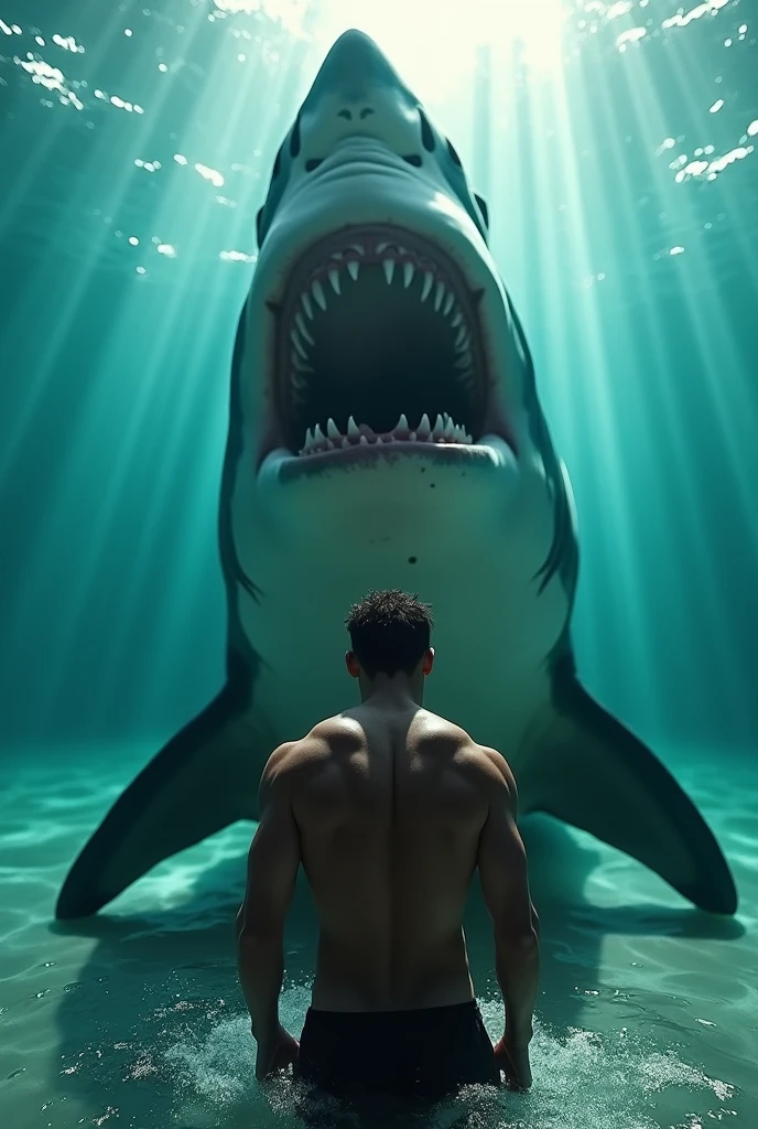 Man mix shark dangerous pic in water 
