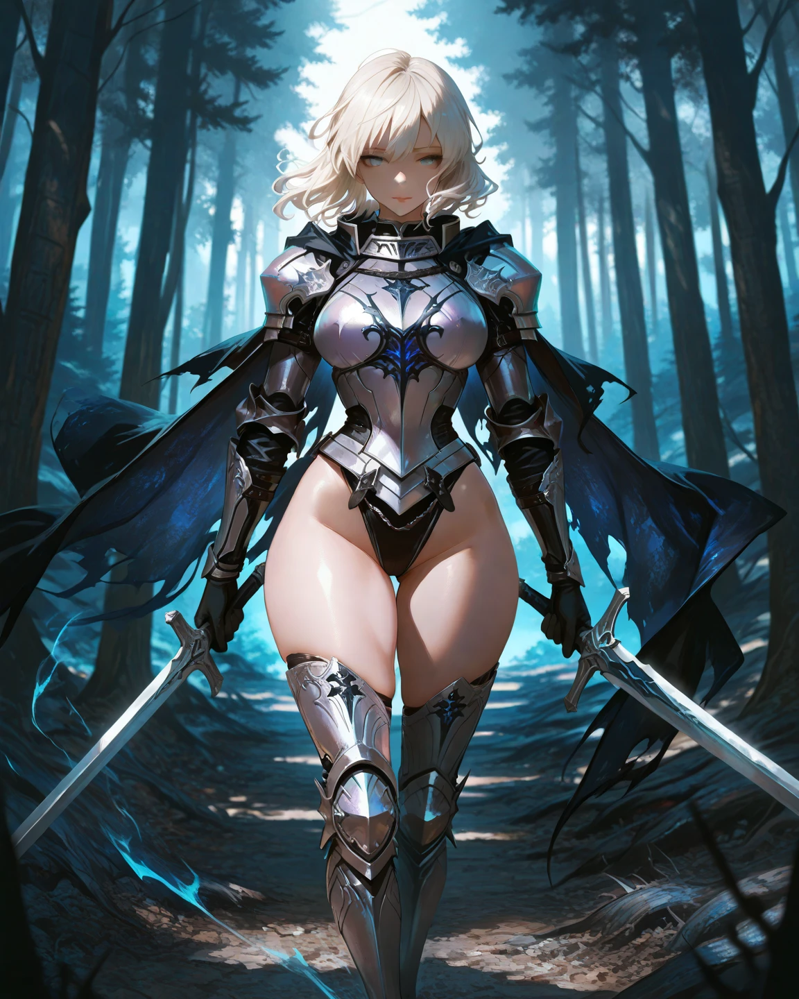 (((masterpiece, best quality, high detailed, 8k))) Design a layout showcase Gaming character, (1girl). Black|Gold clothes, stylish and unique. ((showcase weapon:1.4)), dark scythe. (masterpiece:1.2), (best quality), 4k, ultra-detailed. (Step by step design, layout art:1.5), (luminous lighting, atmospheric lighting). necromancer, ((glove full hands)), (((revealing clothes:1.3))), vambraces, armored legwear, (((full_body_shot:1.4))). {In a haunted graveyard}.