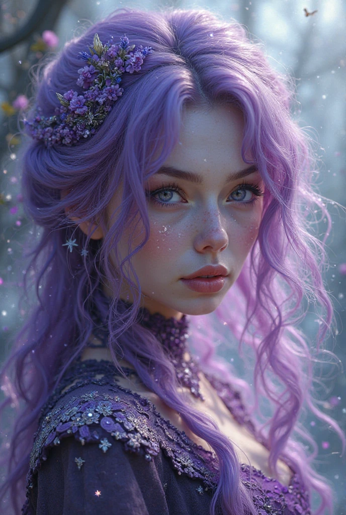(masterpiece), (realistic), 8k, RAW photo, very wide shot, octane render, unreal engine, volumetrics dtx, (film grain, bokeh, blurry foreground) <lora:amethyst-gem-style-darquelilly-v1:1> amethystgemstyle, purple gems, nordic girl, Ginger head, gesticulate, madness