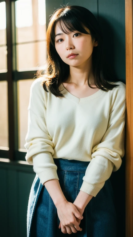 (((Highest quality,Very detailed,masterpiece,Very detailed))) ,(((Downward))),((Spread your legs)),loose breast,Camisole with showing through,one piece,barefoot,One Girl,Realistic,Bedroom、Looks sleepy