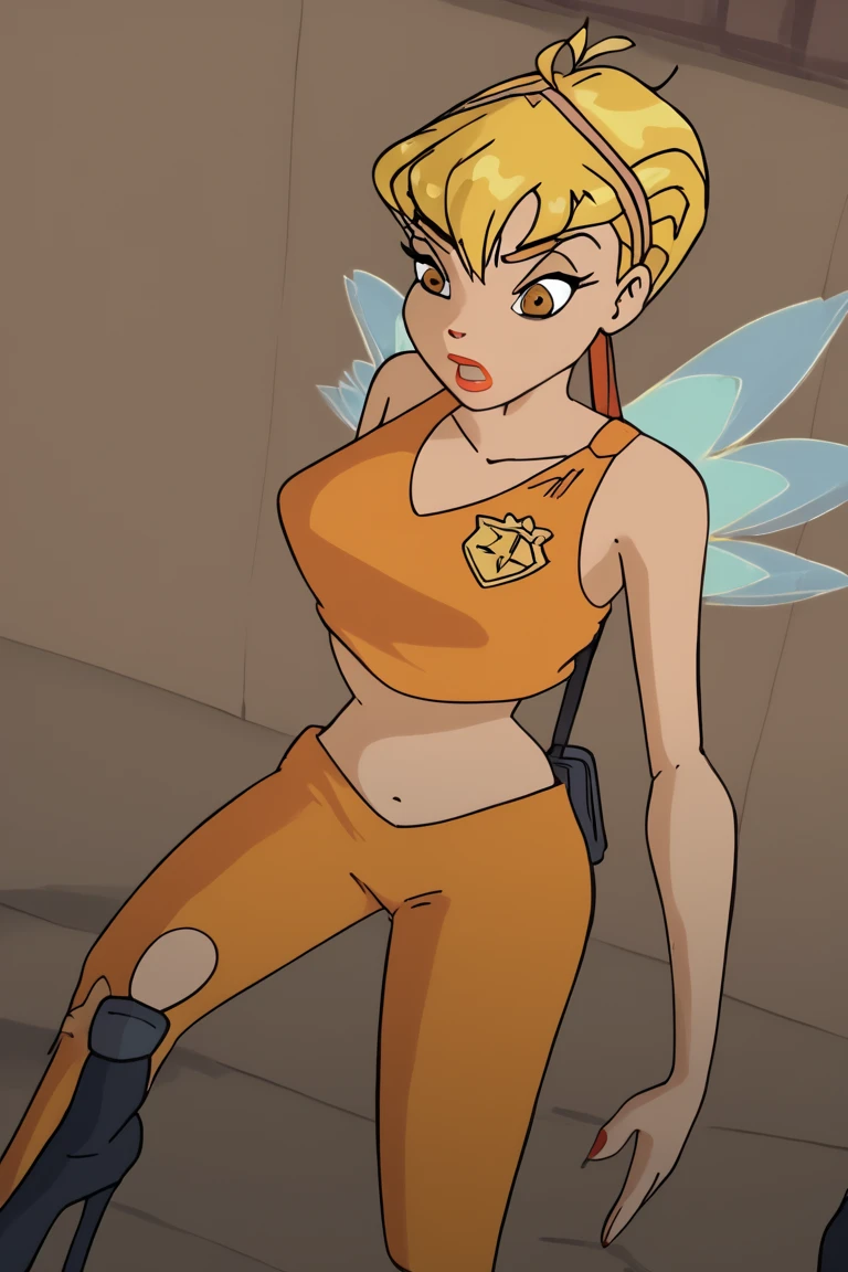 ((masterpiece, best quality)), anime style, <lora:Toon_Tetra_Zelda_v1:0.7>, toon tetra, blue eyes, solo, smile, looking at viewer, cowboy shot,, leather jacket, no bra, leather pants, black jacket, tight pants, black choker, zipper, fingerless gloves, biker clothes, spikes, unzipped, multiple belts, shiny clothes, high collar, (graffiti:1.2), brick wall,