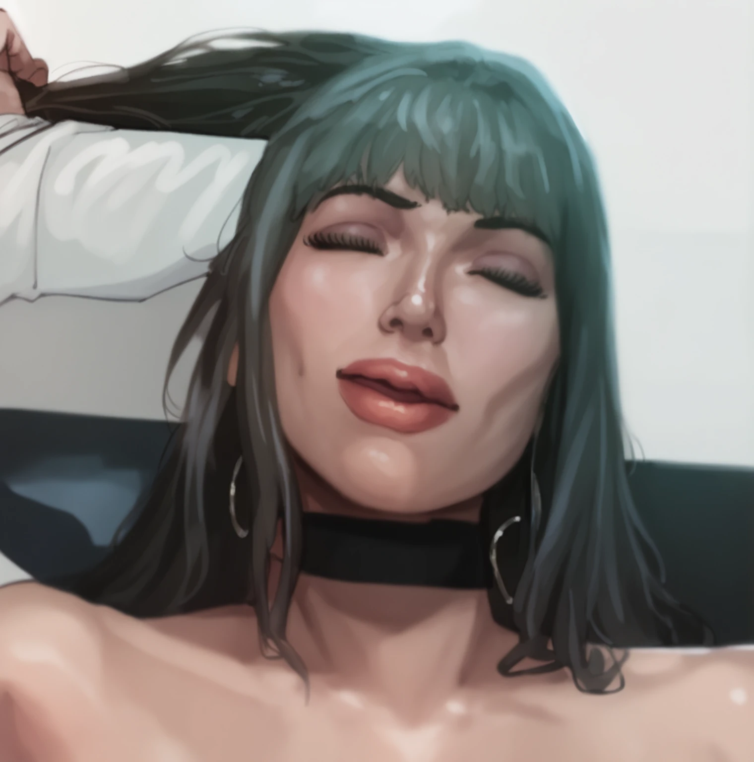 rating_explicit, beautyful woman, gothic, mature woman, tattoos in whole body, slim body, slender body, long sidecut hair, lilac hair, long hair, black lipstick, looking to a cracked bathroom mirror, naked, sad, wood house, supported in sink, cyberpunk room