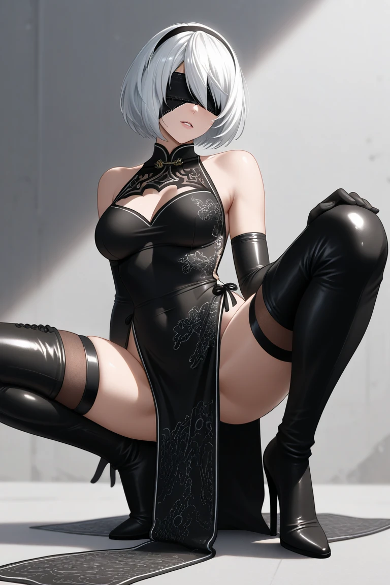 hide her eye, cover eye with black tape, make into black tape, make part of black tape