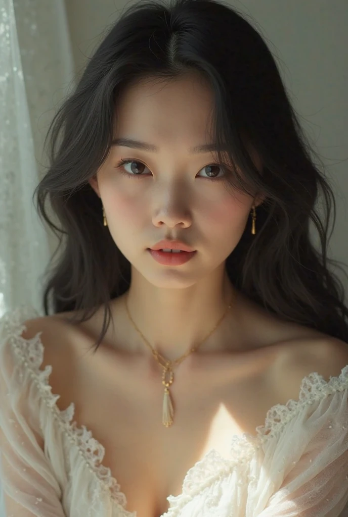 (dubu perfect face:1.4)(looking at the camera:1.3)(8k, best quality, masterpiece:1.2),(dubu perfect eyes:1.4) (realistic, photo-realistic:1.37),(medium breast:1.4),unity,octane render,(details face:1.4),an extremely delicate and beautiful,extremely detailed,Amazing,finely detail,cinematic, dramatic lights, 75mm lens, professional ilumination,official art,absurdres,incredibly absurdres,huge filesize,ultra-detailed,highres,extremely detailed,beautiful detailed girl, slim body, warm light room, extremely detailed eyes and face,beautiful detailed eyes, looking at viewer, 1girl, upper body,4k,8k <lora:dubu:1>dubu