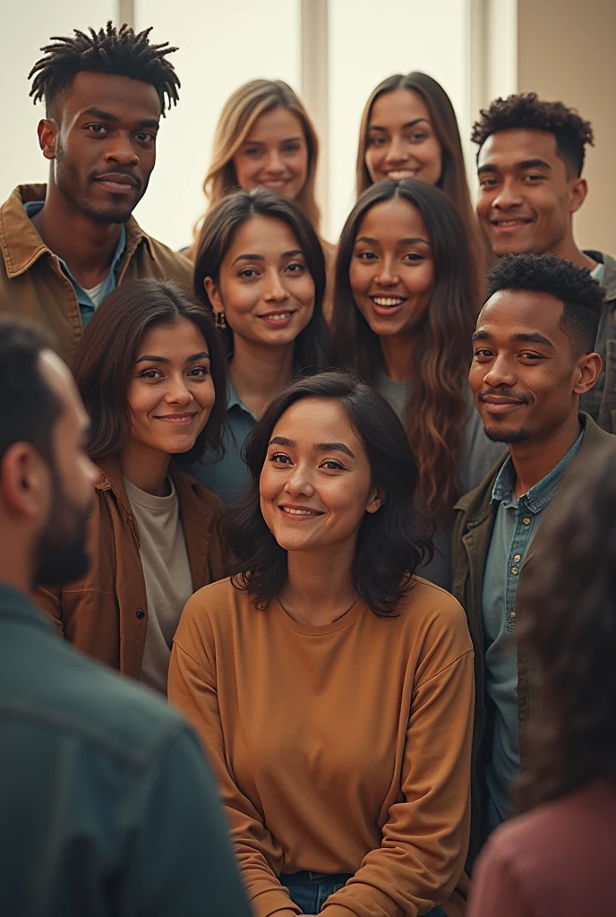 White classroom without the board focusing on young and adult students and without children present in front paying attention to the camera