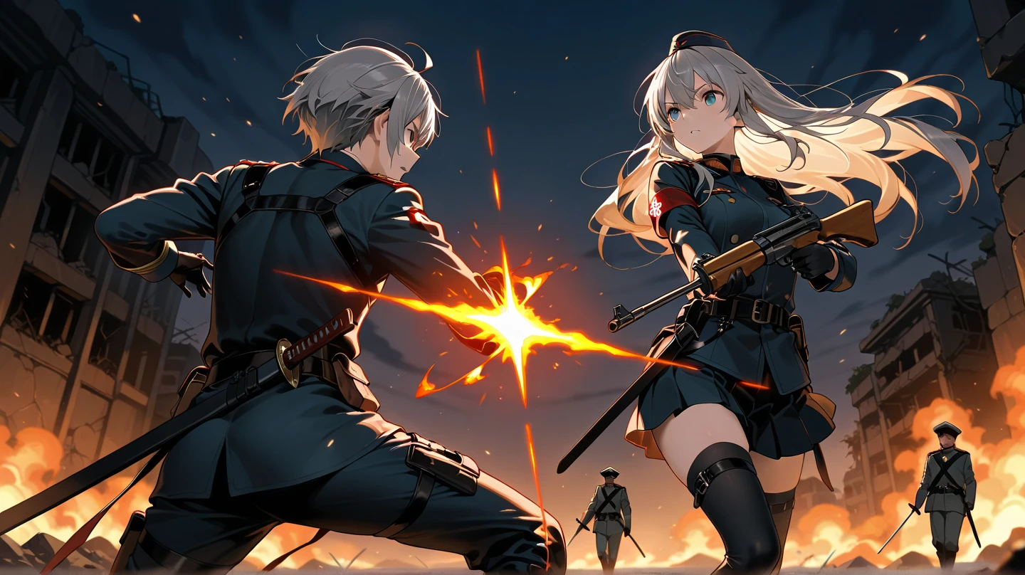 (Highest quality),high school girl,battle,Two-Way
