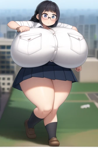 masterpiece, Highest quality, 8K, Young and beautiful girl, smile, Baby Face、(Clothed Huge breasts, Huge breasts), (The lower half is naked), Cute face, avert your eyes, Residential Street, Lips parted, No makeup, 10 generations, Detailed face, Background blur、(())、whole body, Running wariza, Between the legs,Opening his jacket Very thick pubic hair Outdoor School uniform Urinating areola is very large