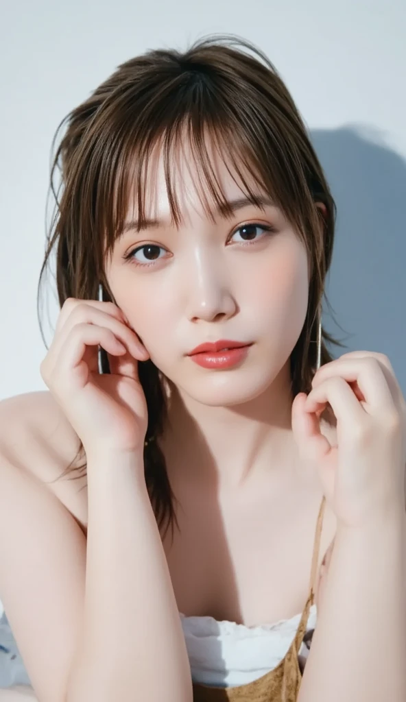 (8k, RAW photo, best quality, masterpiece, ultra high res, photorealistic, detailed face, detailed skin, 1girl, solo:1.2), (suzu), bob hiar, upper body, micro bikini, (huge_breasts, sagging breasts:1.4), indoor, pool