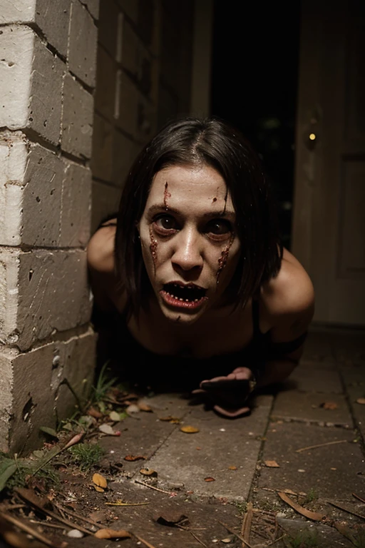 Undead sinner on her knees sucks demon's cock, forced oral sex, (mouth rape:1.3), Sexual violence, hand on her head holding her hair, (traces of beatings on her body:1.2), torn clothes, Sexual slavery, hellish torment