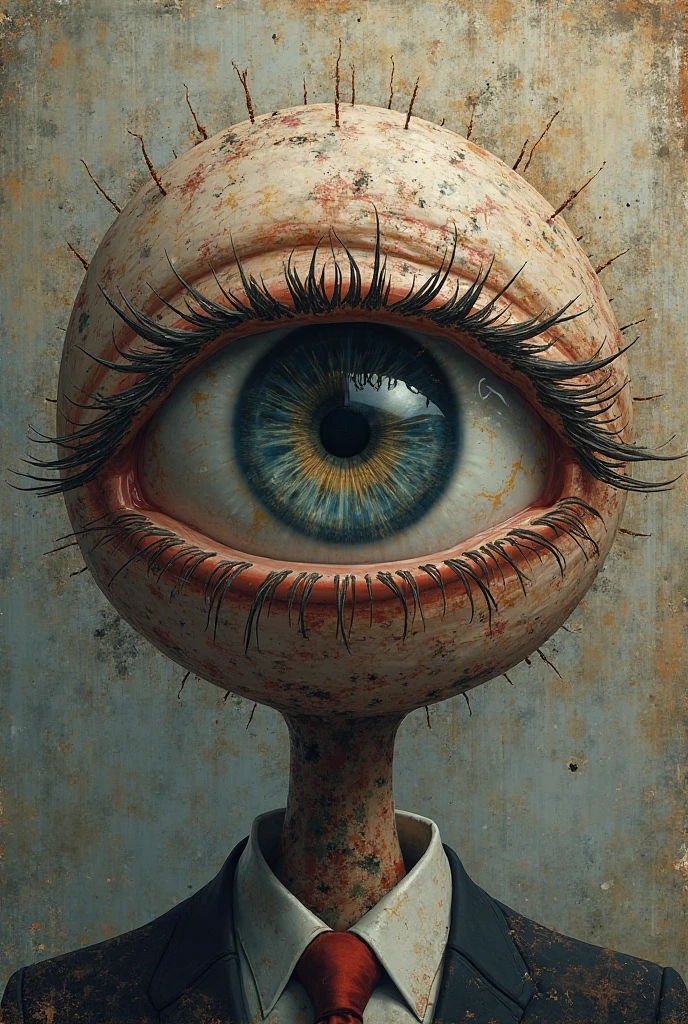 The man with one giant eye,brain split in two,smiling
