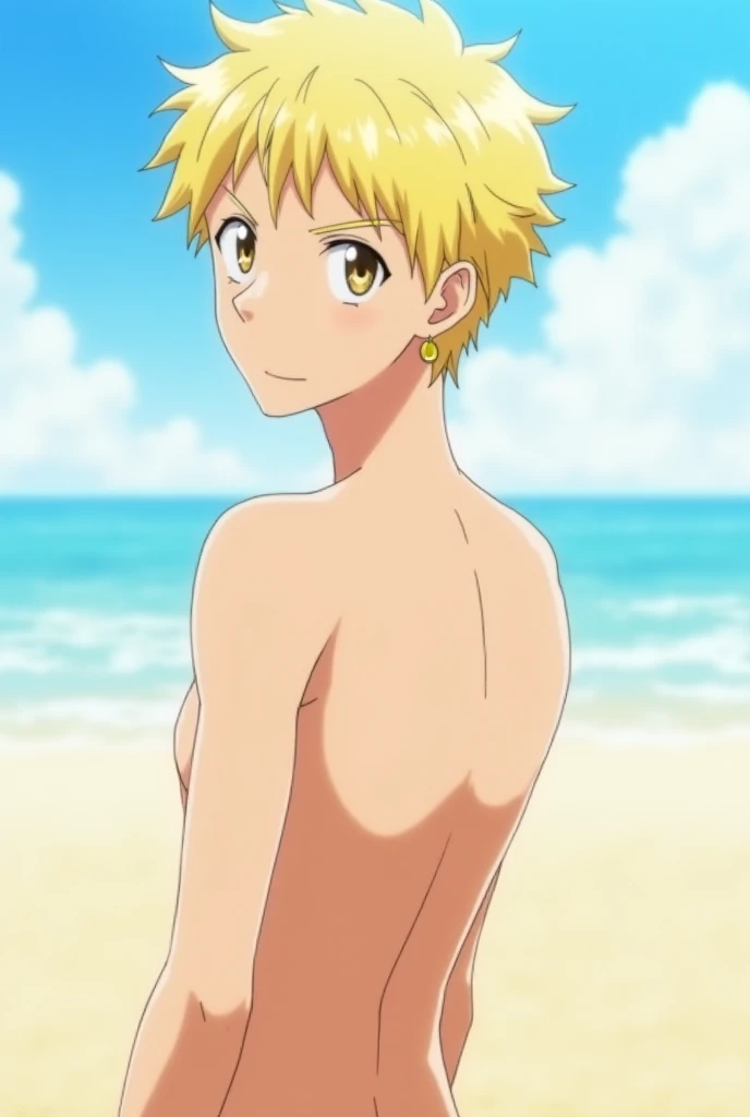Anime blond haired shota in swimming briefs