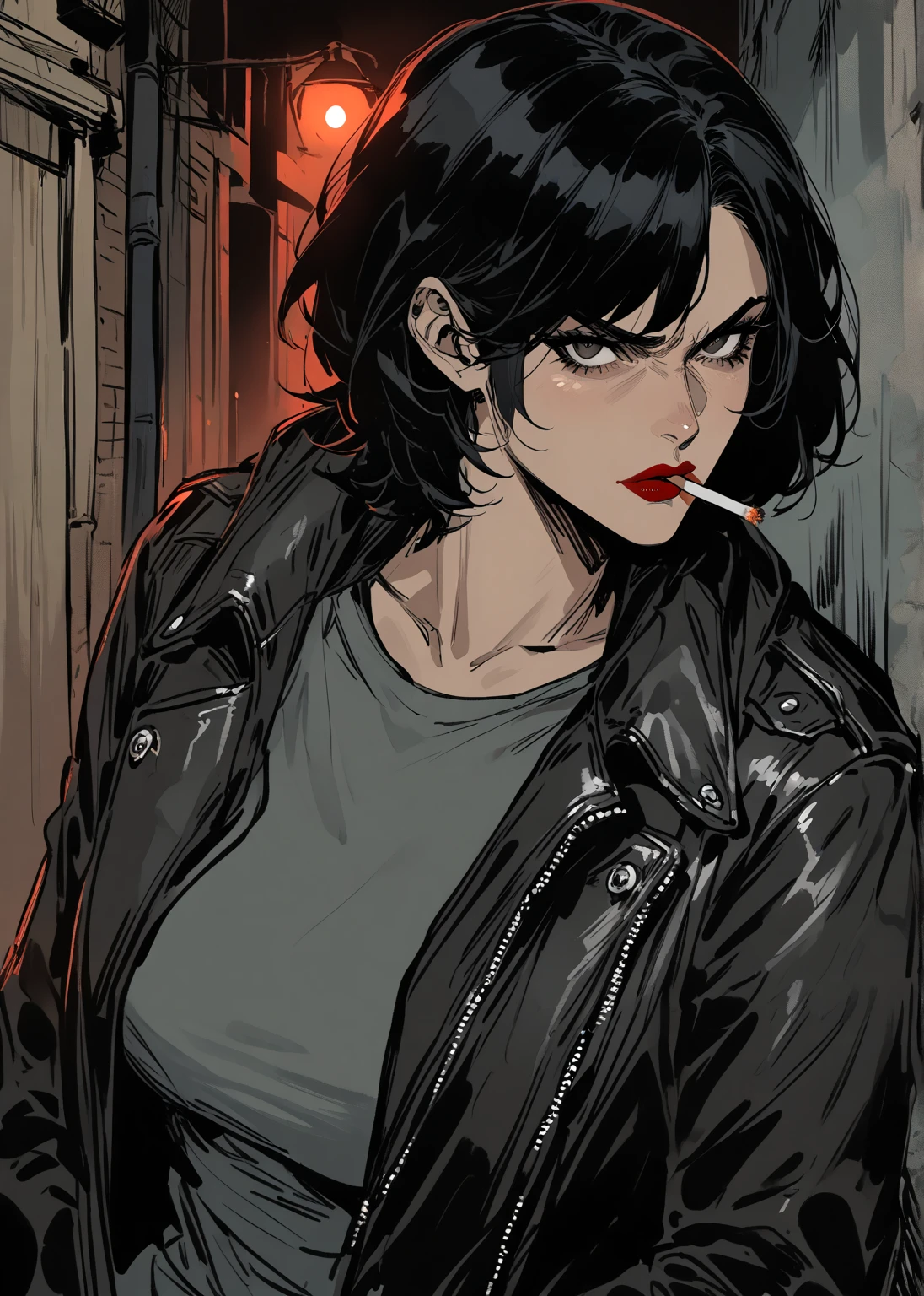 (score_9, score_8_up), score_7_up, score_6_up, score_5_up, score_4_up, pan \(dragon ball\), 1girl, black hair, short hair, black eyes <lora:Pan_DBS_XL_Pony_Edition:1>, black sweater, gold necklace, gold jewels, gold piercing, black sunglasses, leather jacket, black denim pants, sitting, in car, back seat, smoke, holding cigar, gold belt, gold ring, pimp, cyberpunk, <lora:Smooth Night Style SDXL_LoRA_Pony Diffusion V6 XL:0.8> dark theme, low light,
