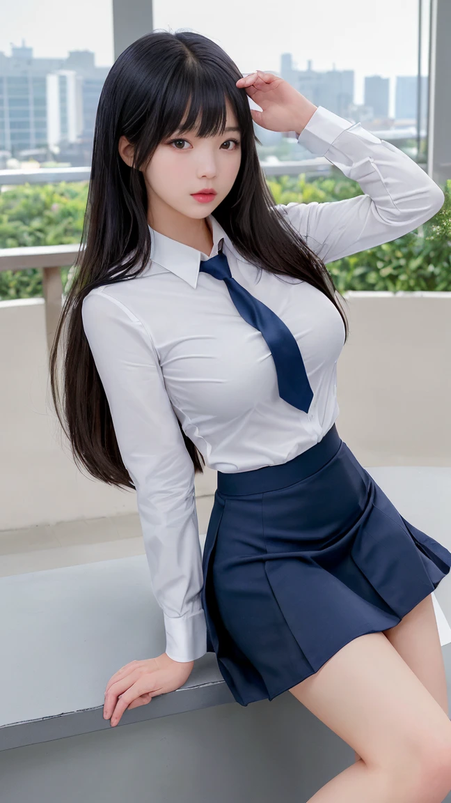 (((high detal,high-detail、masterpiece,Attention to detail))),Arab-asian woman in uniform, , (((Protruding wearing a transparent white shirt))), ((Face schoolgirl,,Beautiful girl with beautiful legs:natural soft light)),(Semi-long,perm,Brown shiny hair),(Spreading your legs:Pink transparent panties visible)