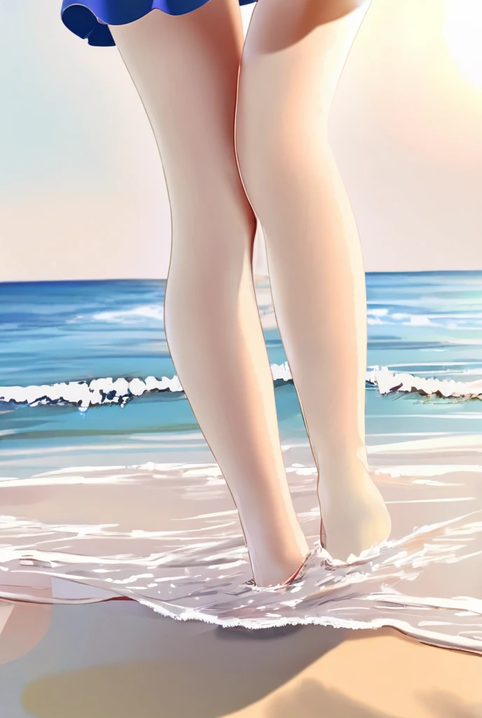Wet sand beach opening legs