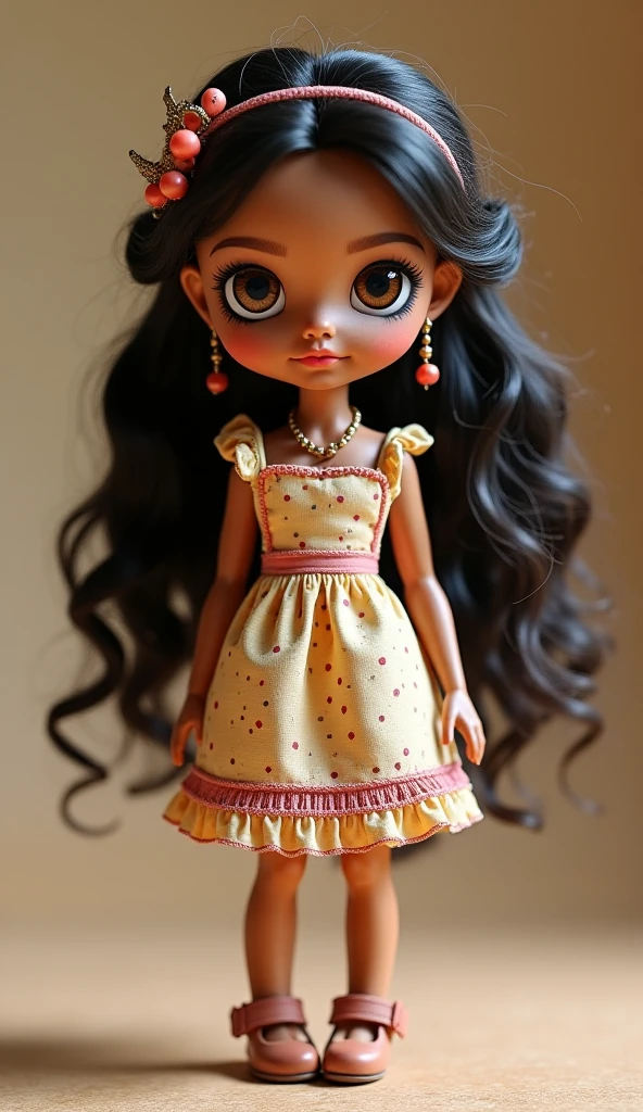 dark brown skin girl,16 years old, huge gorgeous afro hair and big eyes, wearing a yellow dress and a yellow witch hat, soft expression. semi realistic. flat figure
