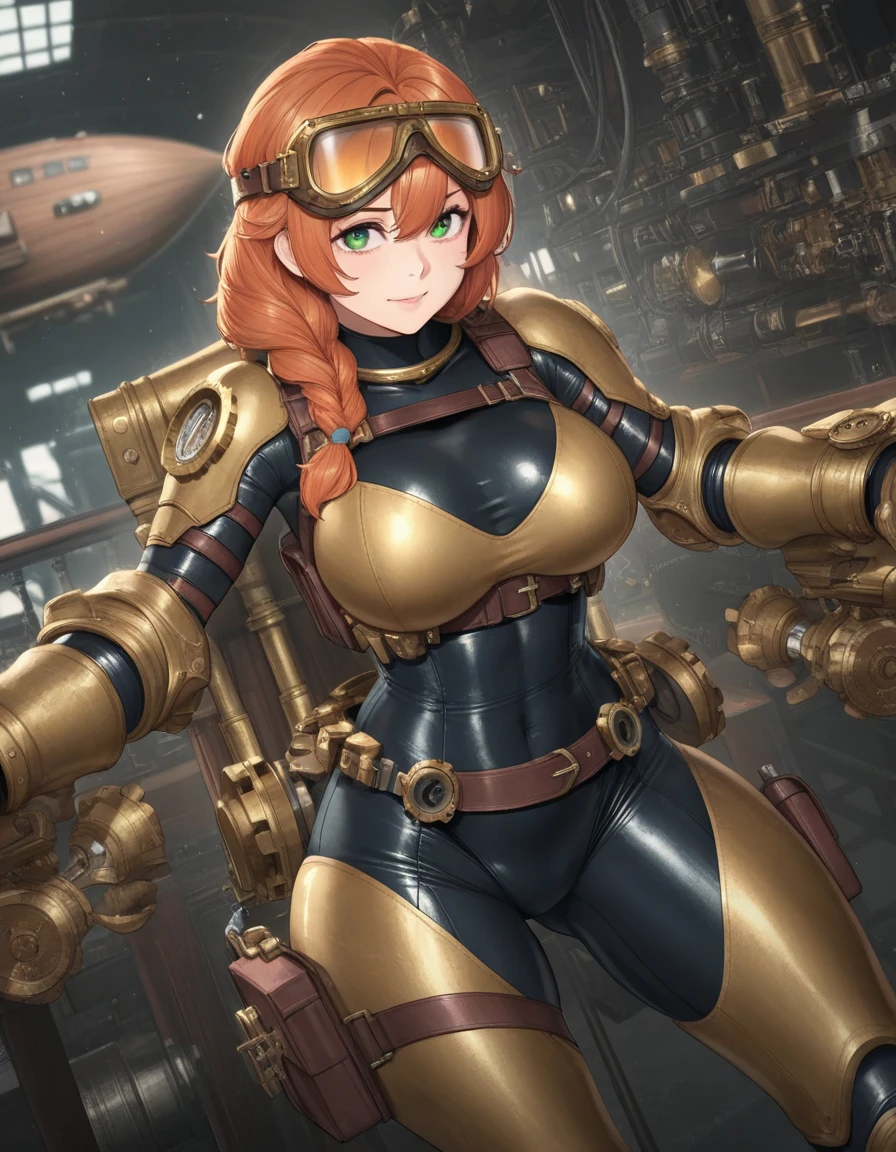 Young girl, Pullover, yellow high cut leotard, whole body to see, open mouth, smile , scream, straight hair , (( very wide hips)), (((colossal Thighs, gigantic thighs, very huge thighs, very big thighs))), fullbody, platform heels, gun, cyberpunk, soldier girl , leg garter, body freckles, freckled skin, redhead,