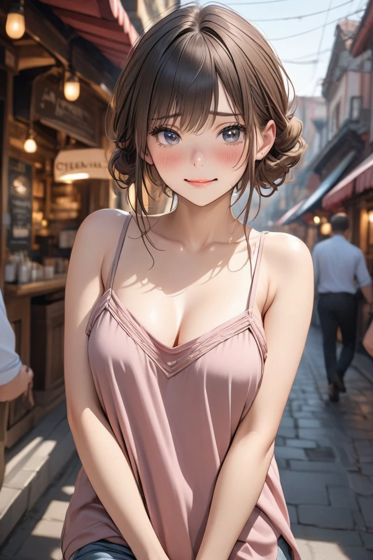 ((1 Young and beautiful girl: 1.4)), (8K, Raw photography, Best Quality, masutepiece: 1.2), high-definition RAW color photography, Professional Photography, Cinematic Light, (Fine face: 1.2), (masutepiece: 1.5), (Highest Quality: 1.2), (Smile: 1.2), (Naked: 1.2), ((cleavage: 1.2)), (Beautiful Large Breasts:1.5), Ponytail, an lingerie, No bra, , (cameltoe details), Spread your legs apart, Pleasure, feels good, Opening Mouth,