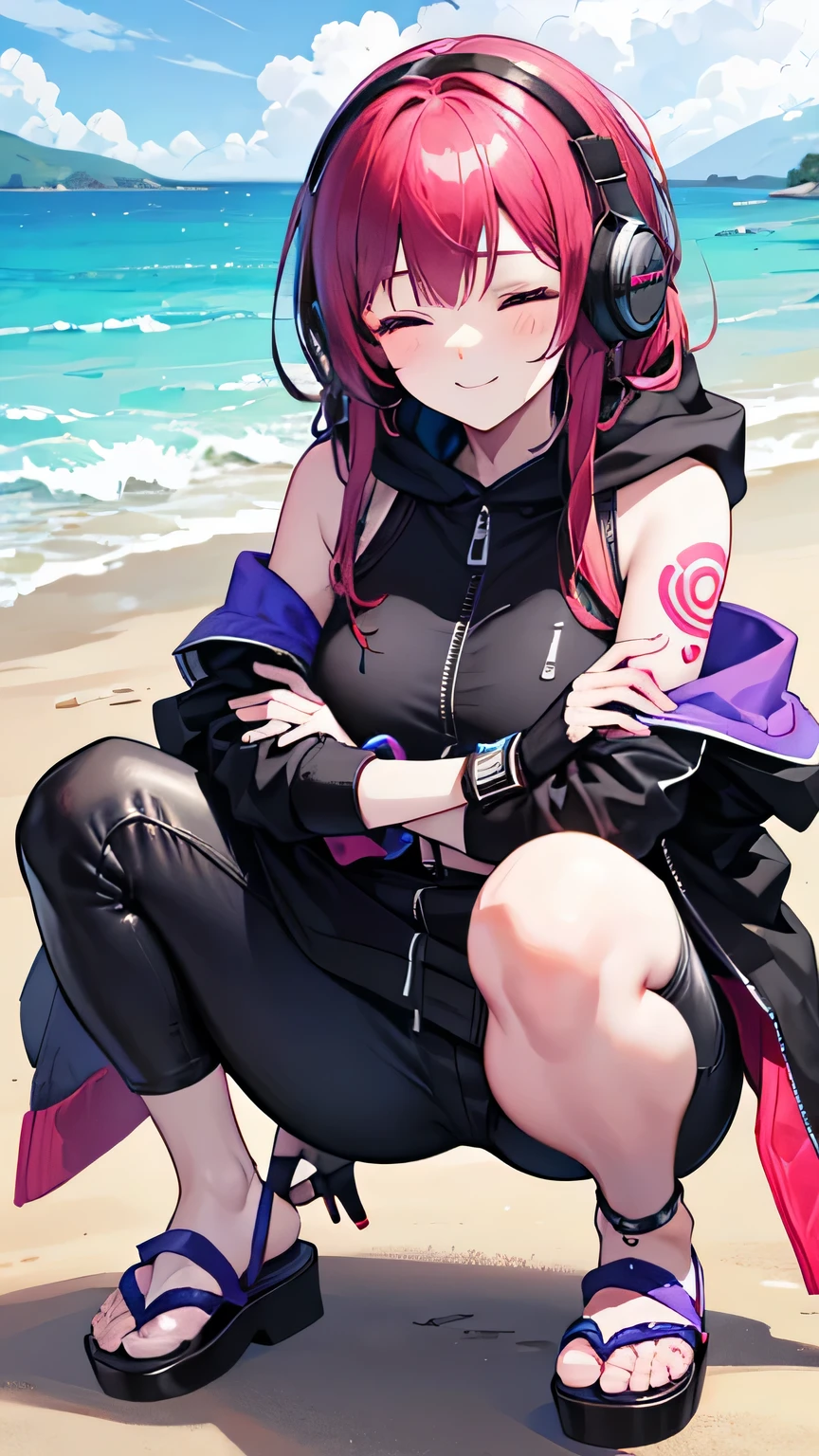 (best quality:1.2), 1girl, long hair, blue hair, beach, shy, crop top, navel, shorts, fantasy, (scenery:0.5), <lora:tsukasa_3_locon:0.95> <lora:CHAR-Fern:0.8> fernfrieren, purple eyes