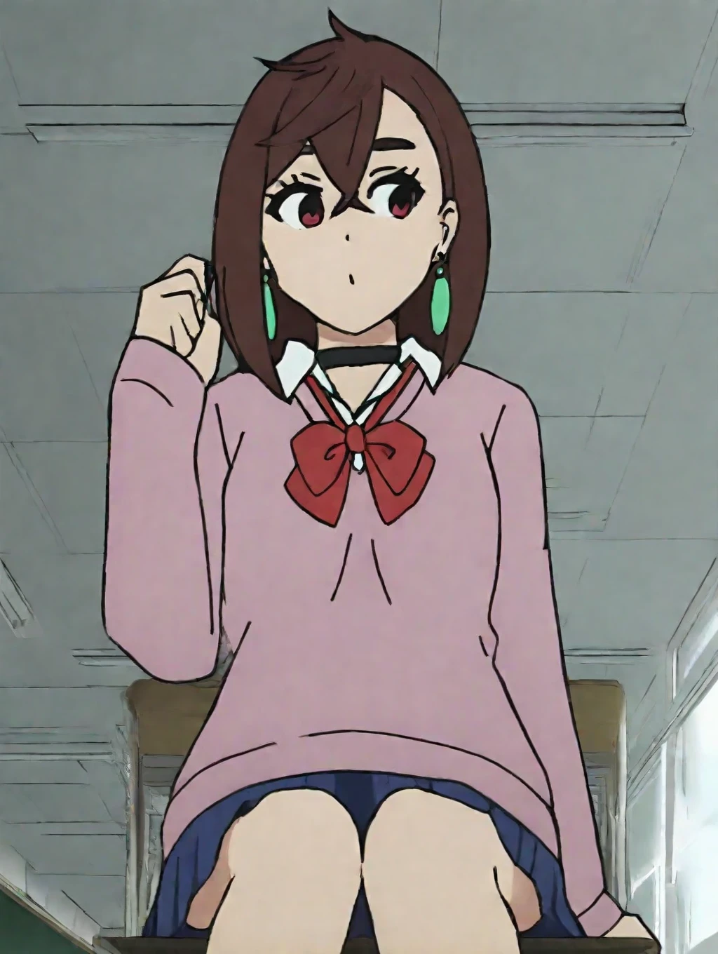 masterpiece, highest quality, alone, One girl,View your viewers, Machiko, classroom, Skirt Hold, White panties,