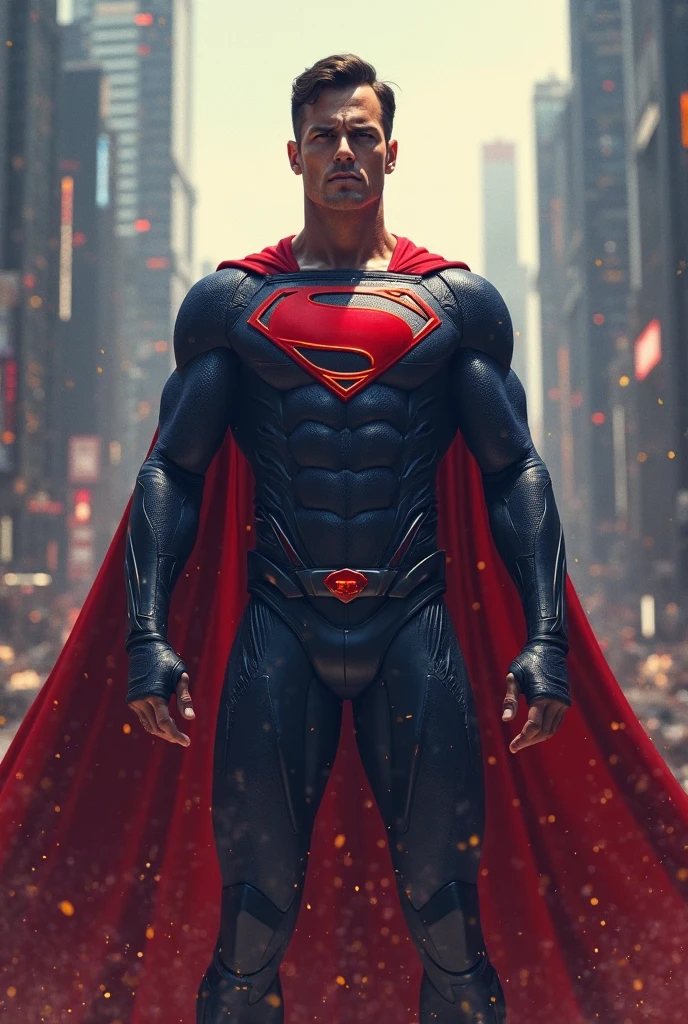 Cristiano Ronaldo in a cyberpunk superman costume