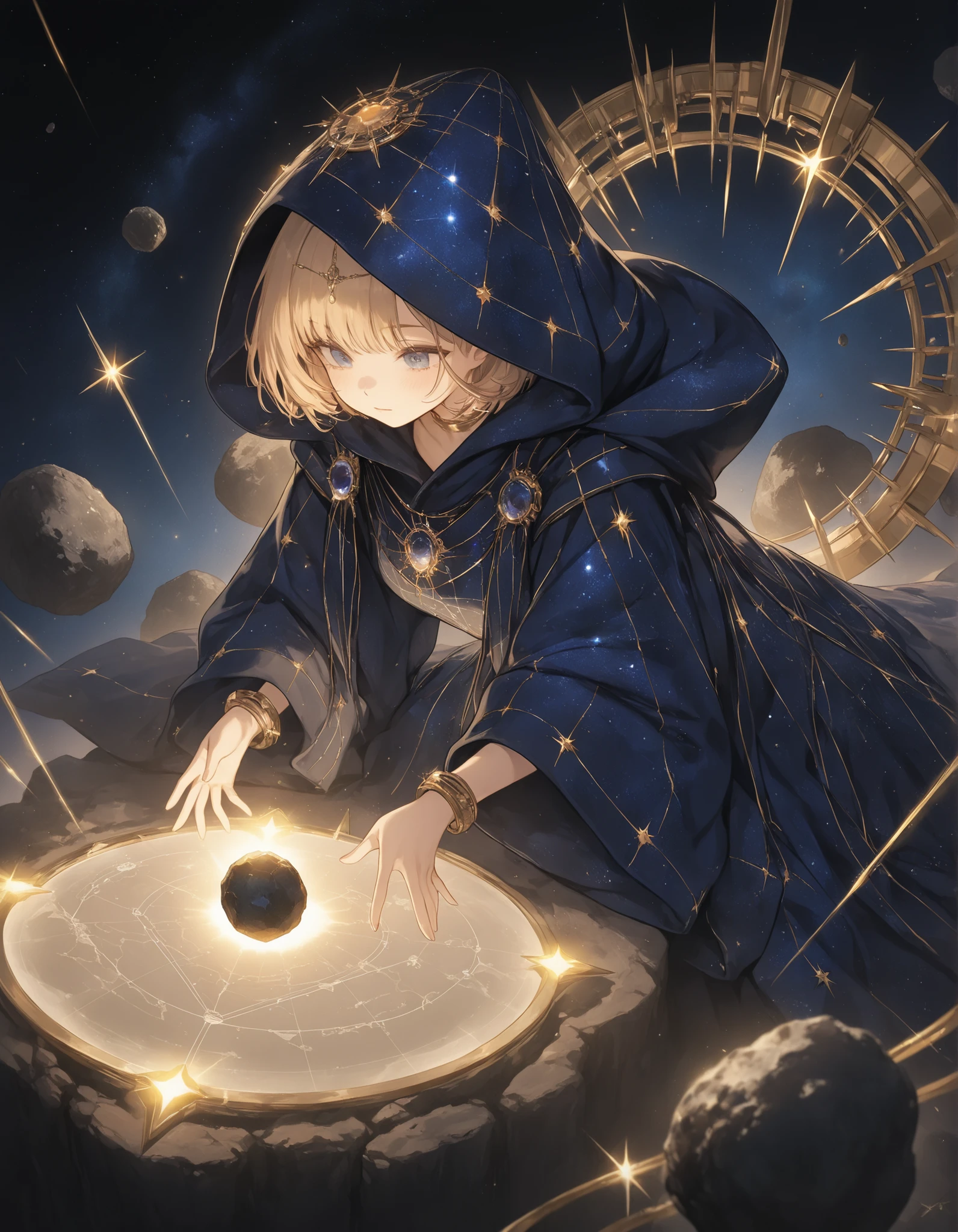 1girl,exo_robe, (stellar_map:1.2), multiple_arms, gemstone_skin, asteroid_throne
,masterpiece, best quality, newest, highres, absurdres,