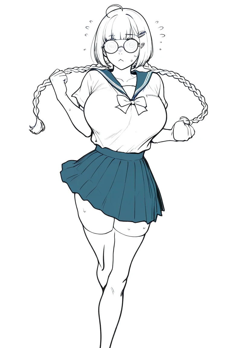 lineart,multiple continuous regular lines,[cat:girl:7],serafuku,thighhighs,simple_background,<lora:lbc_lineart_240403_v1.0-000007:0.7>,