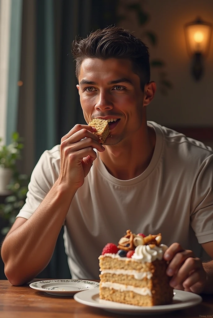 Realism high resolution image of Cristiano Ronaldo eating couscous