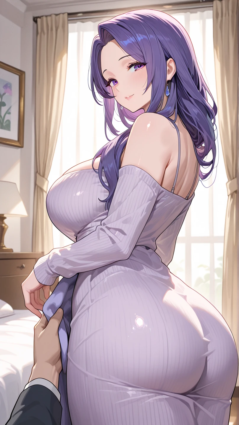 (masterpiece, top quality, best quality, official art, beautiful and aesthetic:1.2),(8k, best quality, masterpiece:1.2), (((masterpiece))),(((best quality))),(((extremely detailed))),illustration,who, (masterpiece, top quality, best quality, official art, beautiful and aesthetic:1.2),(8k, best quality, masterpiece:1.2), acheron_red, 1girl, ahoge, arms_behind_back, black_apron, black_pantyhose, commentary_request, cowboy_shot, highres, indoors, large_breasts, long_sleeves, looking_at_viewer, official_alternate_eye_color, official_alternate_hair_color, ponytail, ribbed_sweater, solo, standing, turtleneck_sweater, tying_apron, white_sweater,nude
