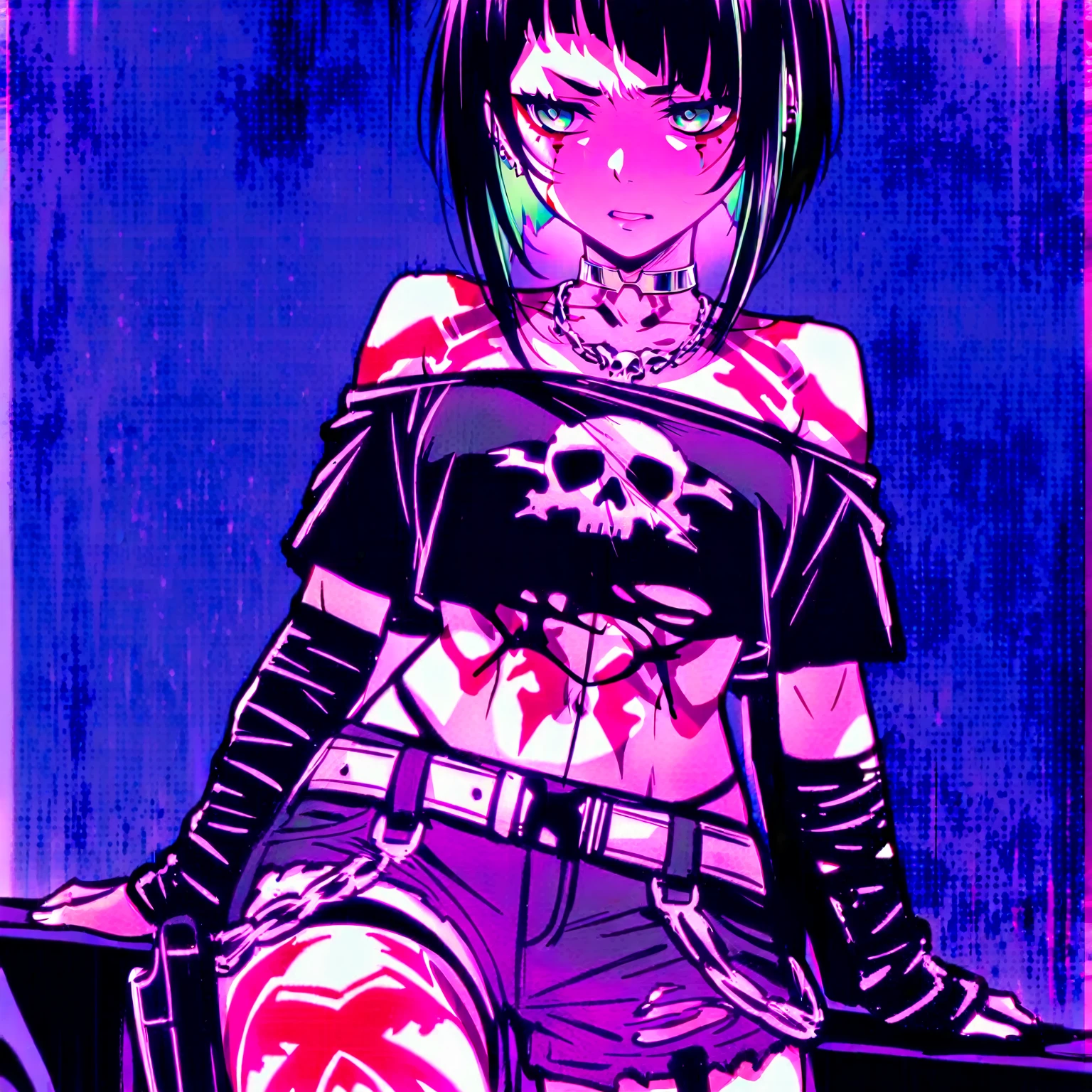 Skull and crossbones anime girl holding a skull, Cute art style, Anime Style, bubble goth, Pastel Goth, Anime Styled, Anime art style, emo anime girl, Anime Style 4 k, Anime Style illustration, Anime Style artwork, Anime Moe Art Style, high quality Anime art style, Goth Girl, cute Anime Style, Anime art style, Anime Style art