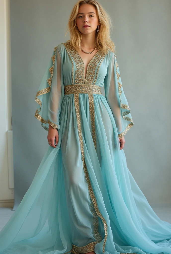 1 fille de 19 ans, Marocaine, seulement, jeune femme sensuelle ultra chaude et sexy , actrice de films pour adultes , visage brillant , ambiance lumineuse , longs cheveux blond foncé, gros seins, pose de la taille vers le haut , pose du haut des genoux , divers angles de prise de vue , regarder le spectateur, épaules nues, yeux marrons, bijoux, Tout le corps, collier, hors épaule , Habillée en Caftan Marocain, détail maximum, rugosité, vrai vie, ultra réaliste, 8K UHD,