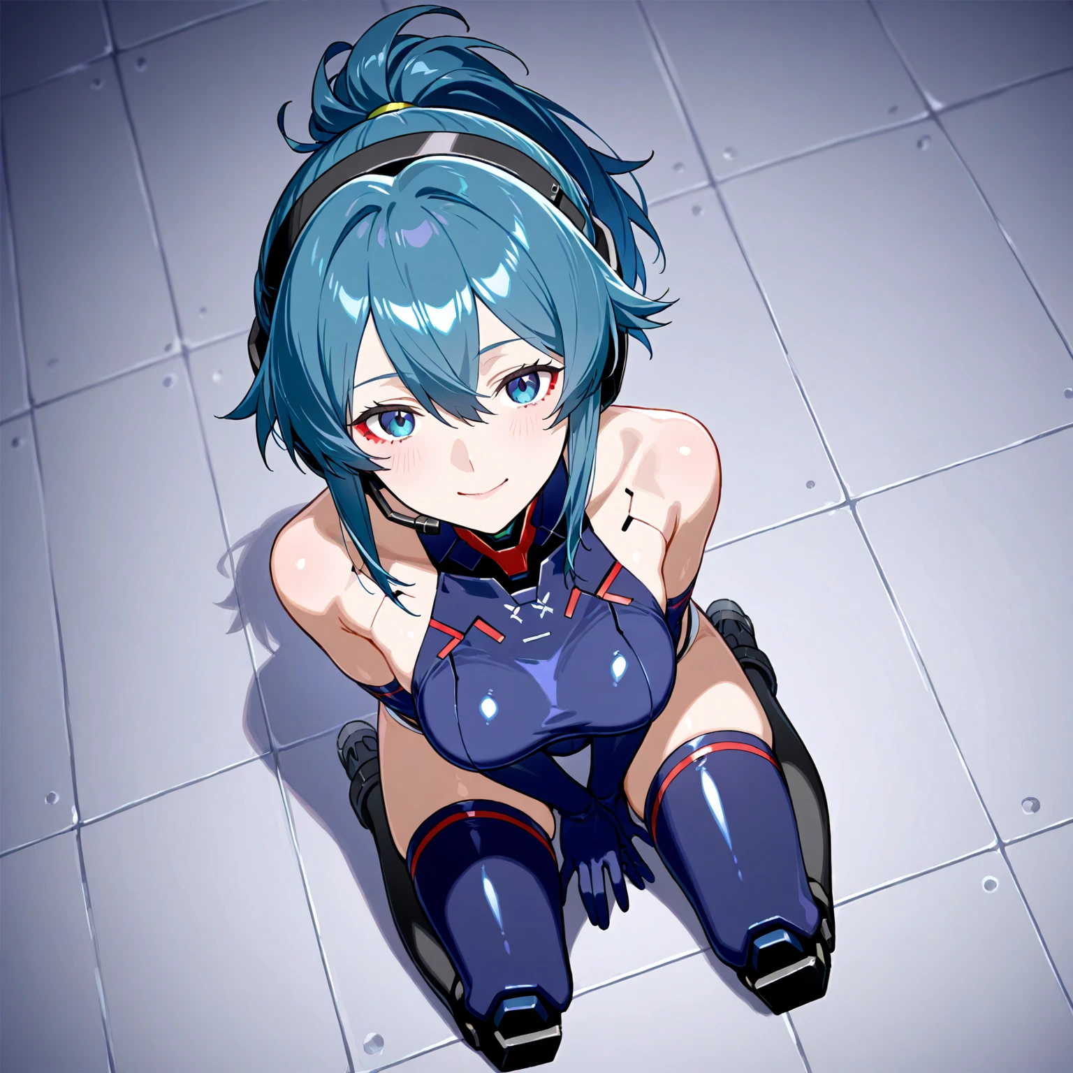 blue hairs,Blue booties,Blue crop top vest,,Cartoon girl in short blue dress with crown on her head, 2d anime, cell shaded adult animation, cel shaded anime, 2 d anime style, Sexy pudica pose gesture, the anime girl is crouching, 2D art, 2 d art, Stylized anime, She has white skin!!!,
