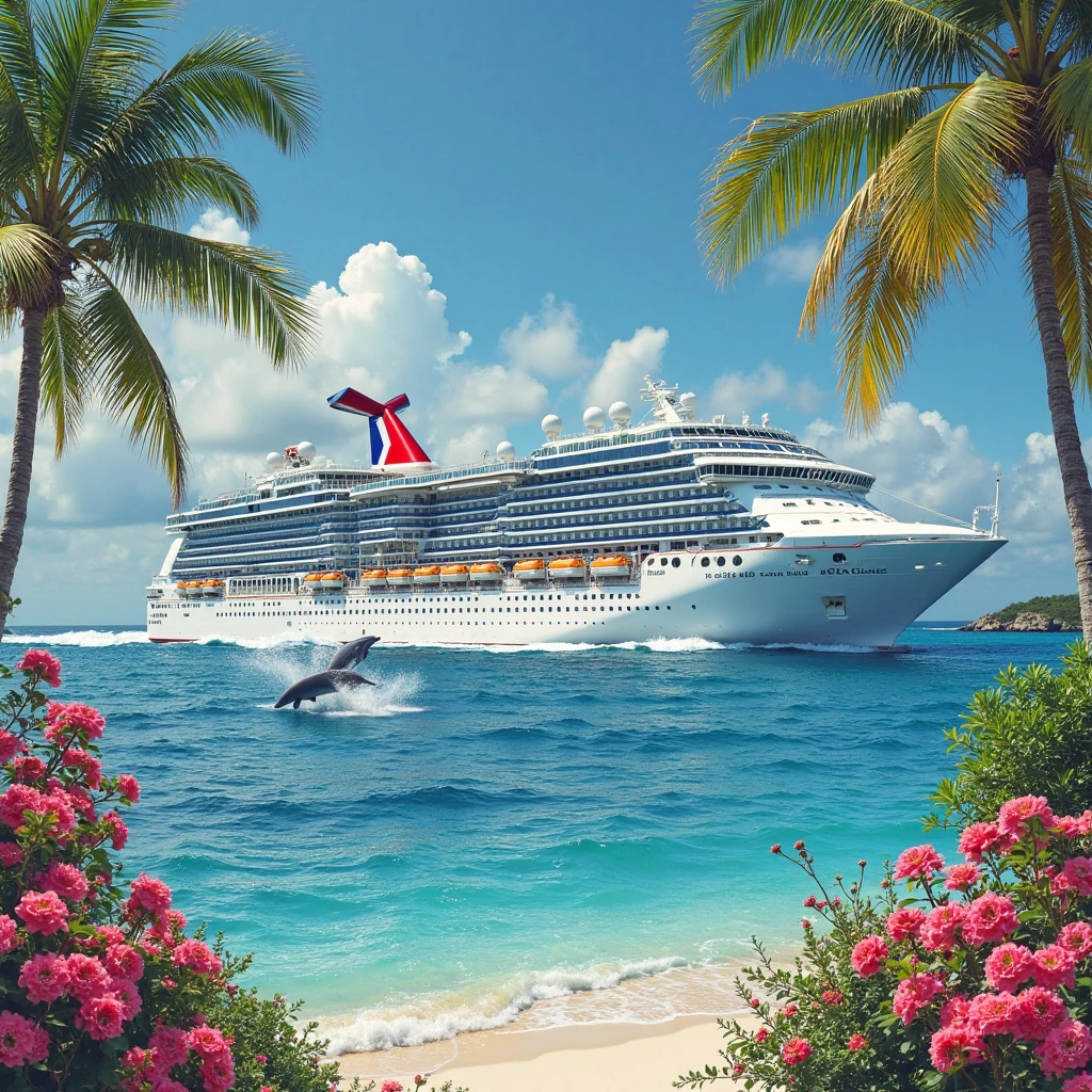Large cruise ships over long distances,Little girl in bikini playing on resort beach