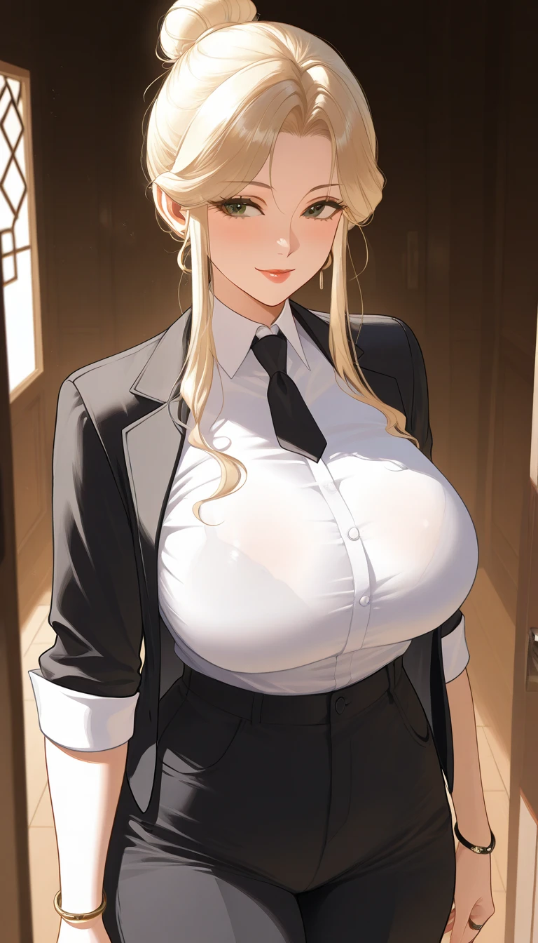 (highest quality:1.5, High resolution, 超High resolution, 4K, Detailed lighting, Shaders, Perfect Hand Anatomy), Blonde Straight Hair, Big Breasts, Nurse uniform, Cleavage, Thighs, smile, throw, Close-up shot, Are standing, Hospital Background