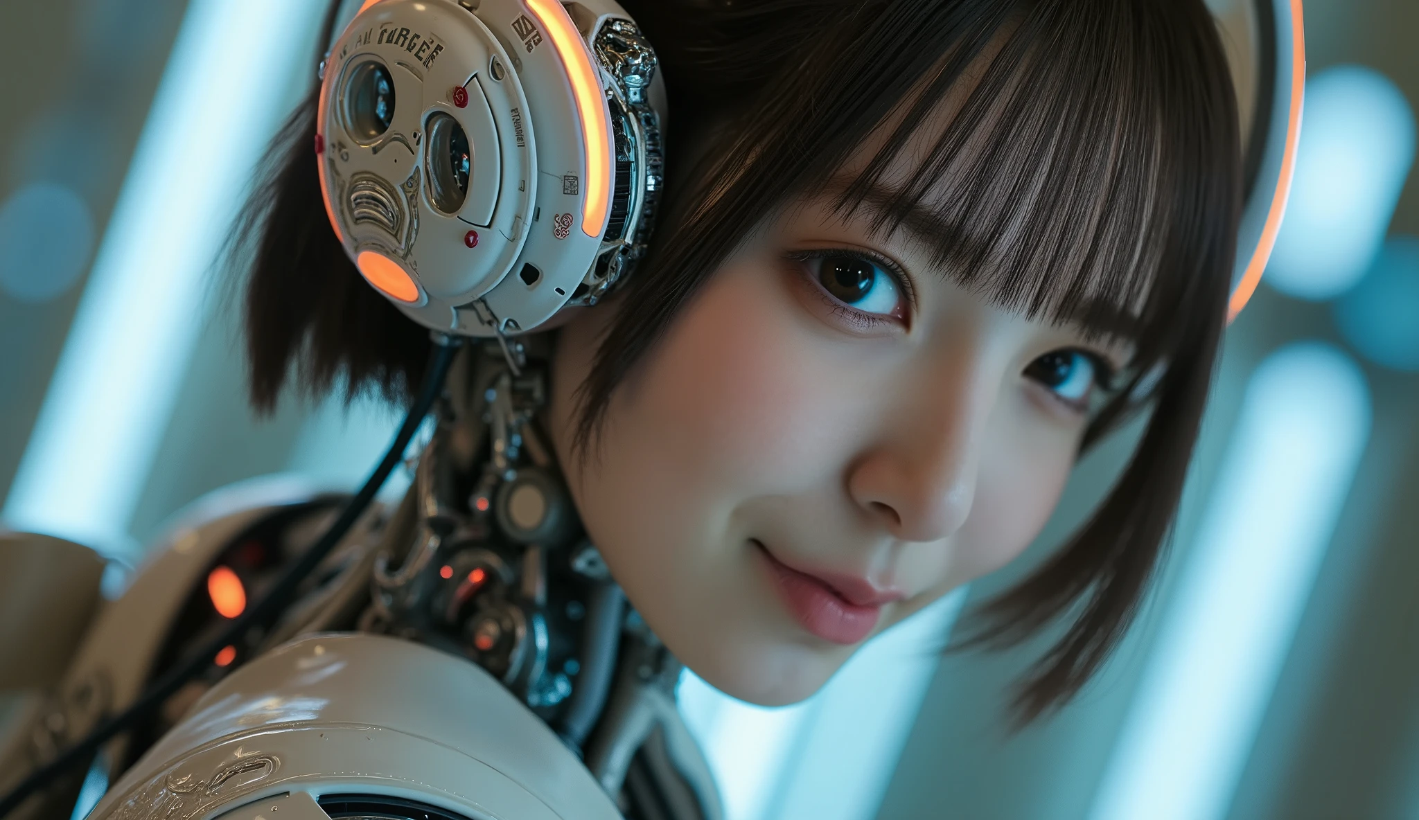 giRl、full body、笑face、 daRk haiR、with bangs、Best Quality, masteRpiece, UltRa high Resolution , photorealistic, RAW photo, One cyberpunk girl, COWBOY ShOOTING, Glossy Skin, 1 mechanical giRl in a EuRopean castle, supeR Realistic detail ,mechanical lingeRie、 ( Mechanical hands , tube connected to mechanical paRts , Evangelion, Ghost in the Shell, small glowing LED lamp , Global Illuminations, deep shadow, octane RendeRing, 8k, ultRa shaRp, metal, IntRicate ORnament Details , BaRoque Details , high intRicate detail, Real light , CG TRend, facing the fRont, Neon Details, ( AndRoid FactoRy on BackgRound ), aRt:h.R. 40K aRmoR connected to GigeR and Alphonse Mucha ., Soft laRge , Caucasian GIRl riding a white tiger, photorealistic humans , peRfect Round iRis , SpaRkling Eyes, Learn more about amazing pupils iRIS , silveRy long haiR, high Ponytail, face, A veRy human touch, (((Specific chaRacteRistics of the skin of a, I can see Raw skin , on cameRa by anotheR peRson, beautiful women from the Three Kingdoms period ))), cRack, giRls, full body lesbian, 8 heads, 丸いface, ((Rocket-shaped G-cup bReasts, chest, eRect nipples, Real aReola, naked ass)), looking at cameRa,