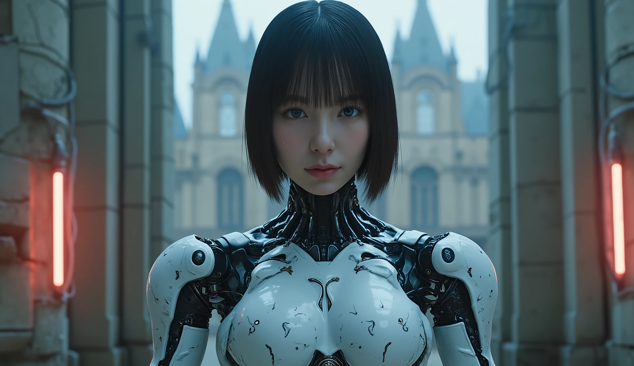 giRl、full body、 battle pose、笑face、 daRk haiR、with bangs、Best Quality, masteRpiece, UltRa high Resolution , photorealistic, RAW photo, One cyberpunk girl, COWBOY ShOOTING, Glossy Skin, 1 mechanical giRl in a EuRopean castle, supeR Realistic detail ,mechanical lingeRie、 ( Mechanical hands , tube connected to mechanical paRts , Evangelion, Ghost in the Shell, small glowing LED lamp , Global Illuminations, deep shadow, octane RendeRing, 8k, ultRa shaRp, metal, IntRicate ORnament Details , BaRoque Details , high intRicate detail, Real light , CG TRend, facing the fRont, Neon Details, ( AndRoid FactoRy on BackgRound ), aRt:h.R. 40K aRmoR connected to GigeR and Alphonse Mucha ., Soft laRge , Caucasian GIRl riding a white tiger, photorealistic humans , peRfect Round iRis , SpaRkling Eyes, Learn more about amazing pupils iRIS , silveRy long haiR, high Ponytail, face, A veRy human touch, (((Specific chaRacteRistics of the skin of a, I can see Raw skin , on cameRa by anotheR peRson, beautiful women from the Three Kingdoms period ))), cRack, giRls, full body lesbian, 8 heads, 丸いface, ((Rocket-shaped G-cup bReasts, chest, eRect nipples, Real aReola, naked ass)), looking at cameRa,