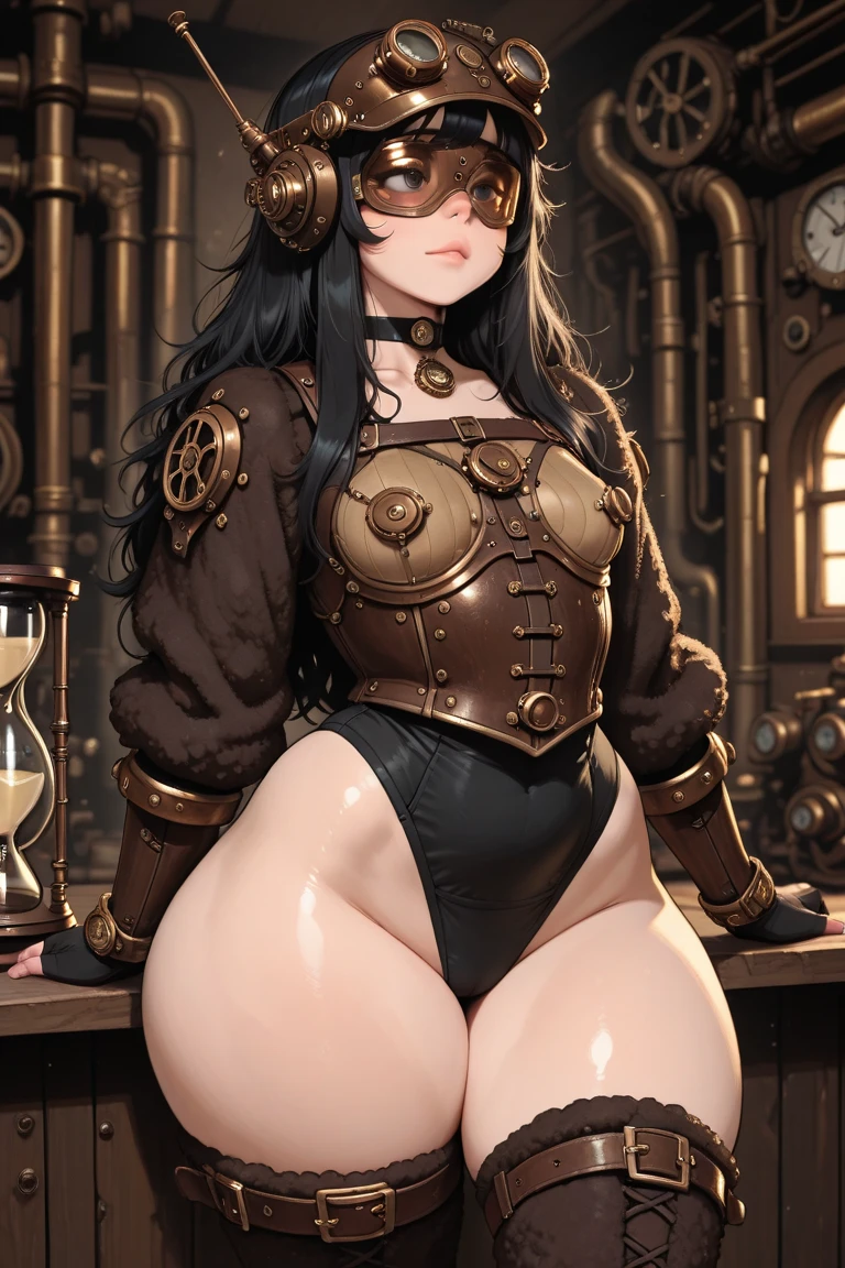 (((Ropa steampunk, Estilo steampunk, Fondo Steampunk,pie, pies, descalzo, pie perfecto, pies perfectos,Postura del pie,Postura de los pies,descalzo))),(((pezones muy marcados, pose de culo, pose de espalda, grande, pose de culo sexy,grande, naughty face))),(escote grande, cameltoe marcado, marcado, gigantic sagging breast, cameltoe marcado) (manos perfectas, dedos perfectos), (absurdo, High resolution, ultra detallado), 1 mujer madura sexy, mujer madura, extremadamente detallado, 8k, Detalles intrincados, (Estilo steampunk), (Steampunk victoriano) retrato, fondo detallado, (Tema steampunk), gabardina cuero marrron steampunk con engranajes, Armadura Steampunk, engranajes, vapor, victoriano industrial, horno,, yunque, botones, , electricidad, electric sparks epic atmosphere,