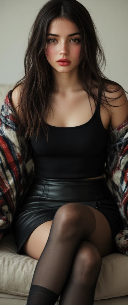 Dominate girl boss in thigh highs and she’s looking at the camera