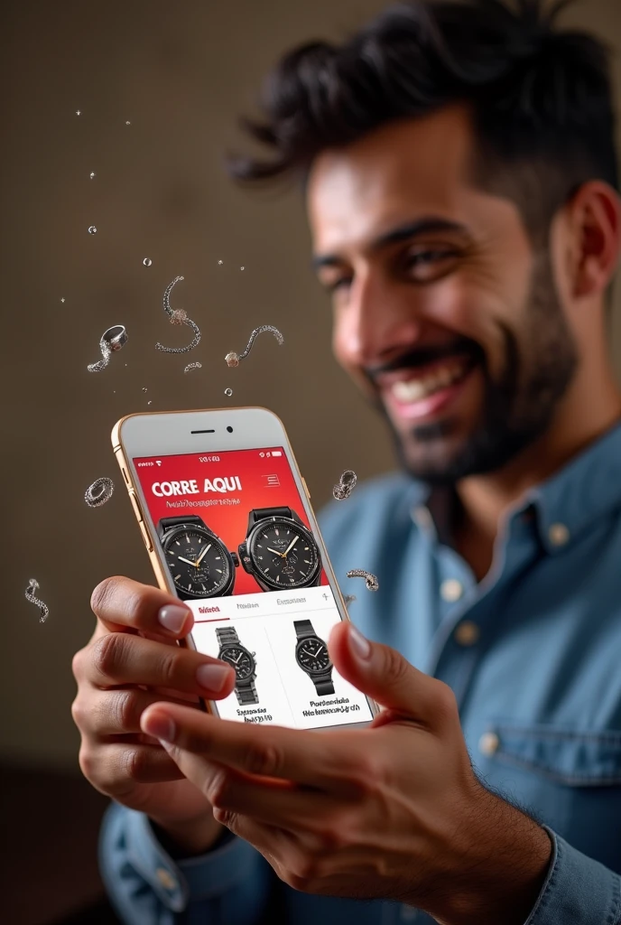 Strong and muscular man from Iran, smooth-faced and short-haired, in white underwear, Grinning, showing a credit card with red and black colors, written on it “RIBEIRO CARD” in capital letters.