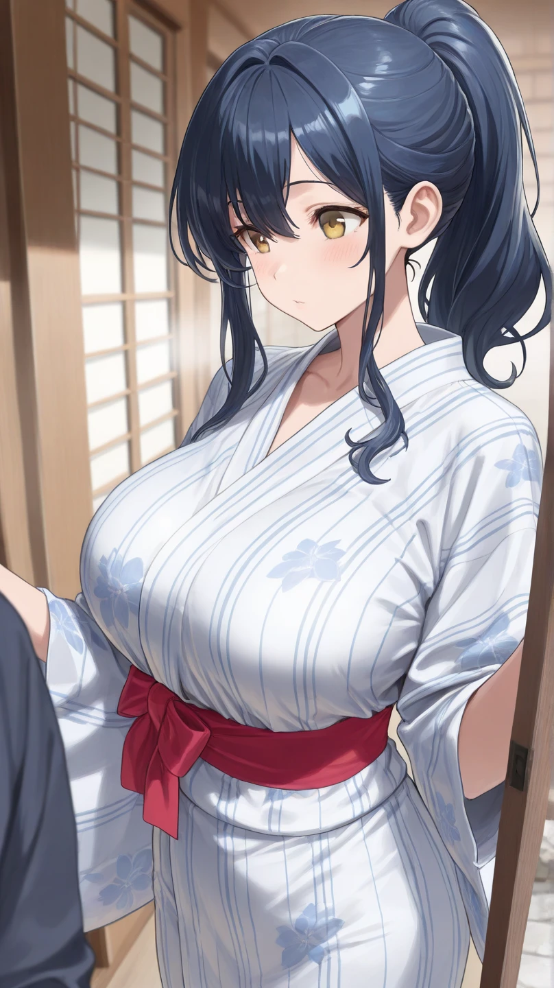 Black Hair,Maid,ponytail,Japanese sword,kimono,Knitting hat,Big Tits,Hakama,clothed,,,,,,,