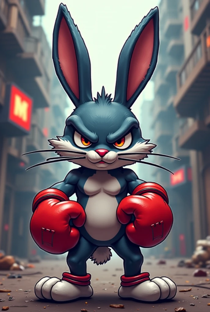 Humanoid black rabbit, defined body, confident smile, boxing outfit, black boxing gloves, lightning around, boxing arena background, ((Intricate anime character design inspired by One Piece)), ((Stunning lighting)), ((Fine lines)), ((Stunning focus)), ((Centered character)), ((Stunning face)), ((Detailed focus)), ((Detailed background)), ((Ultra-fine 2D design)), ((Creative backdrop)), ((2D masterpiece)), ((Best quality)), ((8K anime style))