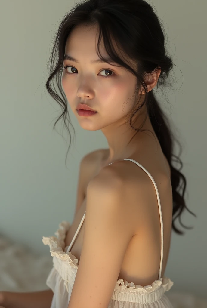 masterpiece,Highest quality,taller than, One girl, Asian, beautiful face, face_concentrated,Underarm、Completely naked