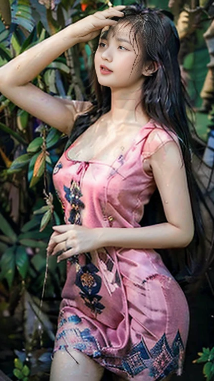masterpiece:1.2, best quality), realistic, (real picture, intricate details, depth of field), (1girl, solo), make up, parted lips, highly-detailed, perfect face, (huge breasts:1.4), (skindentation), thick thighs, wide hips, small waist, tall, glossy coral lips, red hairs, red eyes, ponytail, (A girl playing volleyball, white volleyball uniform), (sweating:1.2), (wet), sexy, blushing,