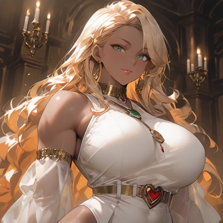 (Best image quality),masterpiece,8k wallpaper,One Woman,22 years old,Europe,((German folk costume)),(Blonde,Golden eyebrows),((Large Breasts)),Cleavage,((Brown Skin:1.4)),.On all fours,Looking up at the audience,Captivating smile,Pink Cheeks,The background is a German village,Natural soft light,frontage,70 degree angle of view