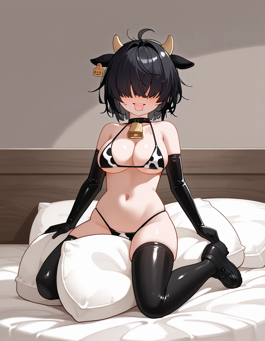 confident, smirking, goth succubus with horns and black hair, curvy hentai girl, sexy latex, big , lounging, castle